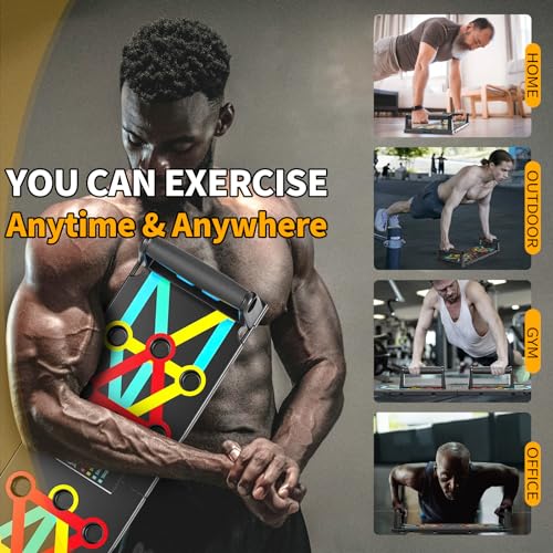 UPREIGN Multi-Functional Push-Up Plate. Portable and Foldable Push-up Board with Handle for Muscle Building and Strength Training - color: Light black
