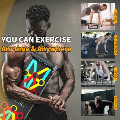 UPREIGN Multi-Functional Push-Up Plate. Portable and Foldable Push-up Board with Handle for Muscle Building and Strength Training - color: Light black