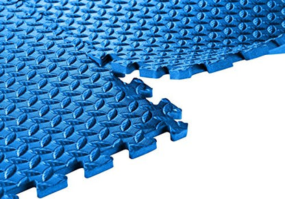 Sivan Health and Fitness® Puzzle Exercise Mat EVA Foam Interlocking Tiles—Protective Flooring for Gym, Garage Flooring, Playroom, Workshop, Basement, and More (Blue)