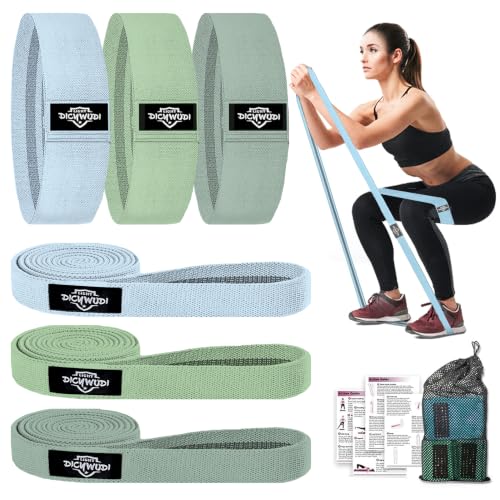 DICYWUDI Fabric Resistance Bands for Working Out, 6Pack Non-Slip Exercise Bands for Women and Men, Fabric Booty Bands for Home, Fitness, Pilates, Stretching - color: 6pcs Blue/Light Green/Dark Green