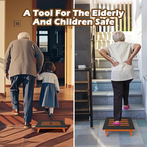 5.5" One Step Stool for Adult & Toddler, 400 Lbs Heavy Duty Platform with Non-Slip Rubber, Multi-Functional Portable Kitchen Step Stool Suitable for Stairs, Bathroom, High Bedside, Office and Outdoor - style: Wood