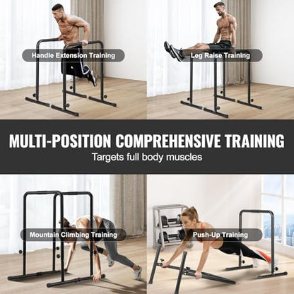 Happybuy Dip Bars, 440 lbs Capacity, Heavy-Duty Adjustable Height Dip Stand for Fitness Workouts, Stabilizer Parallette Push-Up Stand, Parallel Bars for Strength Training at Home Gym