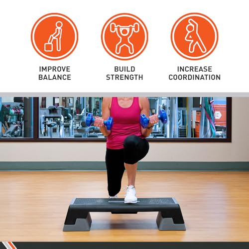Body Sport® Aerobic Step – Step Aerobics Platform – Workout Equipment – Exercise Step Platform – Gray/Black