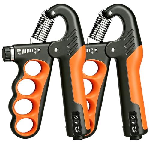 2PCS Grip Strength Trainer, 11-220LBs Adjustable Hand Gripper Strengthener with Automatic Counter, Hand Wrist Forearm Exerciser for Athletes, Musicians, Injury Recovery & Physical Therapy - color: Orange