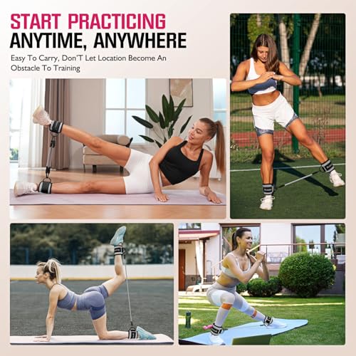 Ankle Resistance Bands with Cuffs, Home Gym Workout Equipment, Lifting Glute Butt Exercise Equipment for Women, Ankle Weights Fitness Set, Leg Booty Equipment for Training Perfect Body Shape - color: A-Grey
