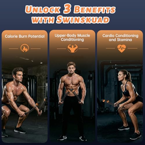 Cordless Battle Ropes 2 Pcs, Adjustable Ropeless Battle Ropes Adjustable Weight for Men & Women, Portable Arm Exerciser for Strength Building, HIIT and Low-Impact Aerobic Training-Black