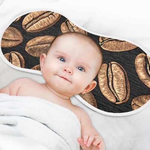 Coffee Beans Black Muslin Burp Cloths 1 Pack - Extra Large 22"x11", 4-Layer Soft Absorbent Cotton, Waterproof Backing, Baby Drool Rags for Newborn