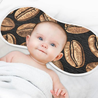 Coffee Beans Black Muslin Burp Cloths 1 Pack - Extra Large 22"x11", 4-Layer Soft Absorbent Cotton, Waterproof Backing, Baby Drool Rags for Newborn