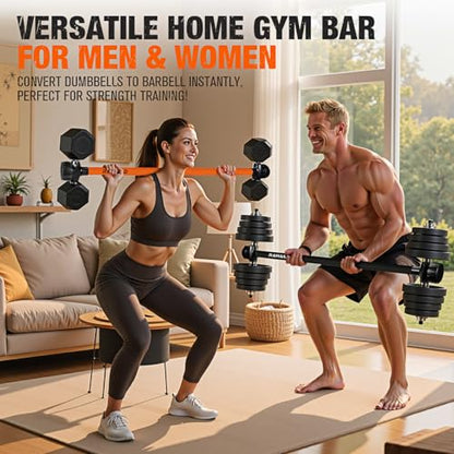 Dumbbell Converter, Convert Dumbbells to Barbell Set, Weight Bar for Bench Presses, Squats, Hip Thrust, Deadlifts, Home Weightlifting and Strength Training, Versatile Home Gym Equipment