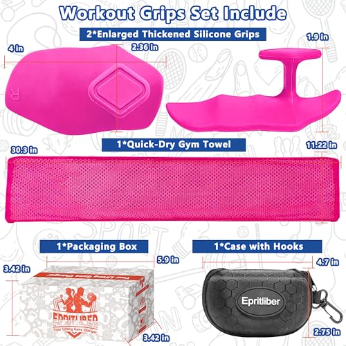 Large Anti-Slip Gym Workout Grips for WeightLifting,Silicone Hand Protector - color: Hot Pink