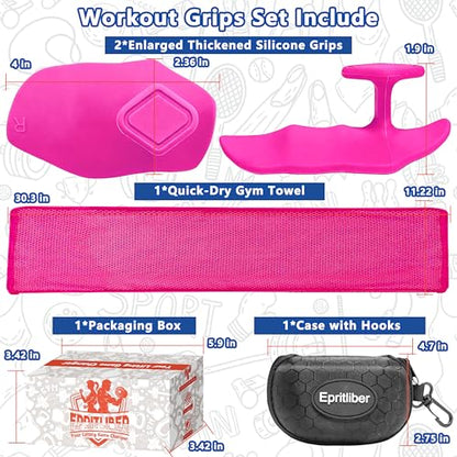Large Anti-Slip Gym Workout Grips for WeightLifting,Silicone Hand Protector - color: Hot Pink