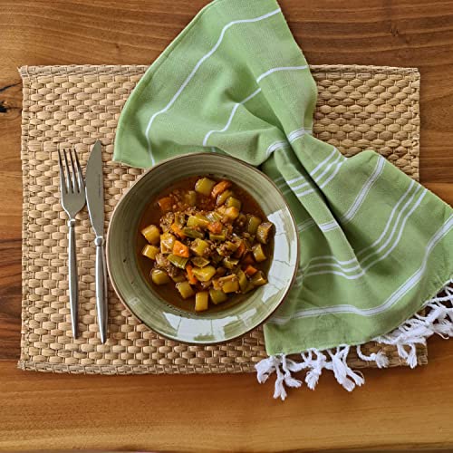 Cacala 100% Turkish Cotton Kitchen Tea Towels, Highly Absorbent Luxury Soft Quick Drying Dish Towel with Hanging Loop for Gym, Yoga, Bath, Sports, Cleaning and Kitchen (23 x 36), Olive - color: Olive Green