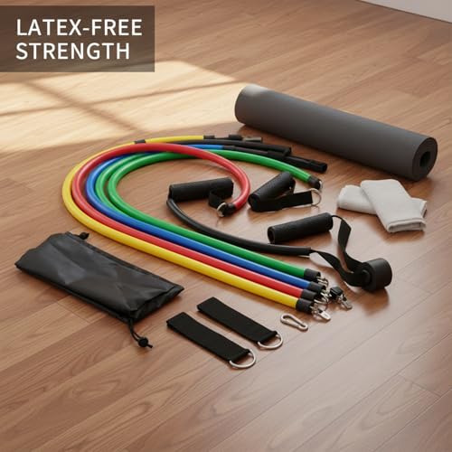 11-Piece TPE Resistance Band Set with Handles, Door Anchor & Ankle Straps for Home Gym Strength Training