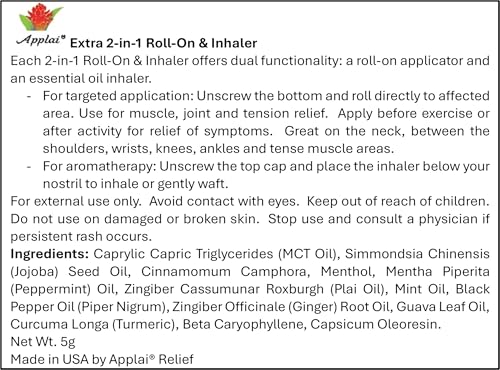 Extra - Muscle Roller Stick - 2 in 1 Essential Oil Roll On & Aromatherapy Inhaler - Plai Oil Capsaicin Mint Massage Oil - Warming - Muscle Roller - Space Grey, 2g
