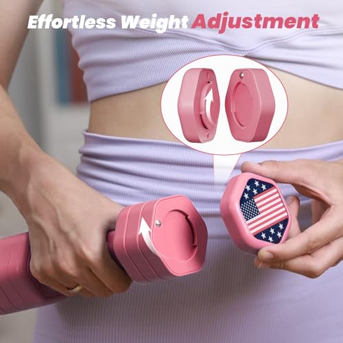 Zempox Adjustable Dumbbell Set of 2, 4 in 1 Hand Weights for Women at Home, 5 lb Weights Dumbbells set of 2, Each 2lb 3lb 4lb 5lb with TPU Soft Rubber Handle for Home Gym Exercise Training - color: Pink
