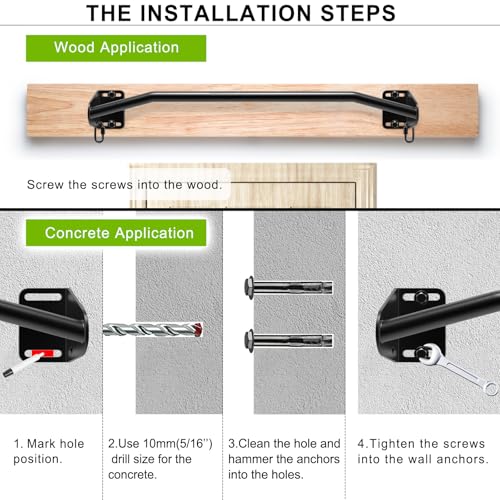 SELEWARE Heavy Duty Welded Pull Up Bar Wall/Joist/Ceiling Mount Chin Up Bar - color: B: Black 36" Wall Mount Pull Up Bar