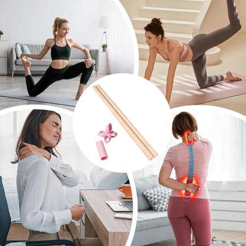 Yoga Stick, 2 Pieces Pilates Stretching Pole, Corrector Alignment Bar for Back Shoulder Training, Fitness Exercise Tool for Home Gym Office Studio Beginners Professionals - size: 80cm