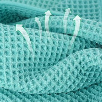 Microfiber Waffle Face Towels, 2 Pieces, Soft, Absorbent, Fast Drying, Lint Free 430 GSM (Turquoise) - color: Turquoise