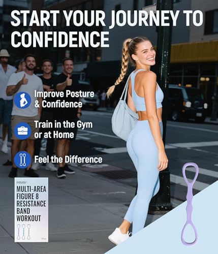 Upgraded Figure 8 Resistance Bands, Resistance Bands for Arms & Full Body Workout, Stretch Resistance Band with Handles for Yoga, Pilates, Toning, Home Fitness & Physical Therapy