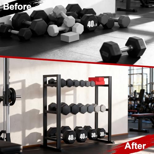 Dumbbell Rack, 2-Tier | 3-Tier Weight Rack for Home Gym, 300LB | 450LB Adjustable Dumbbell Rack Stand Only Weight Storage Rack Gym Organizer - size: 3-Tier dumbell rack