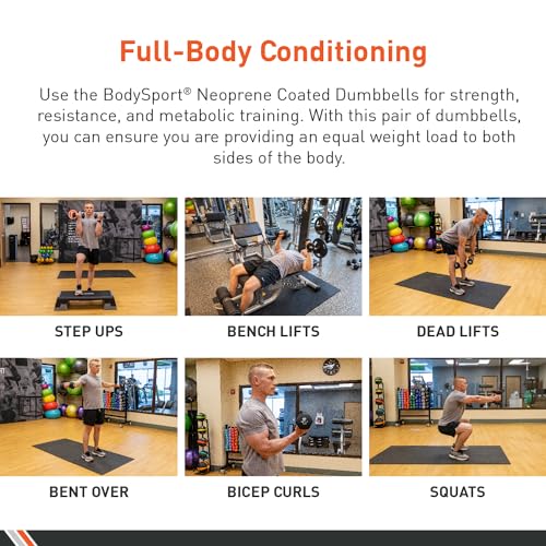 Body Sport Neoprene Dumbbell Weight - Latex-Free, Strength Training Equipment for Home Fitness & Gym Workouts - color: 1 Pound