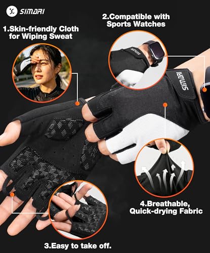 SIMARI Gel Pad Cycling Gloves with Shock-Absorbing/Grip/Breathable, Workout Bike Gloves for Men Women Biking, Mountain Biking, Fitness, Gym Exercise, Weight Lifting Training, Yoga, Pilates