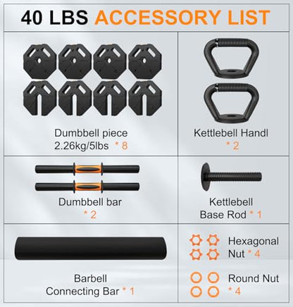 Adjustable Dumbbell Set 20LBS 30LBS 40LBS Weights Set for Men Women - style: 40 LBS