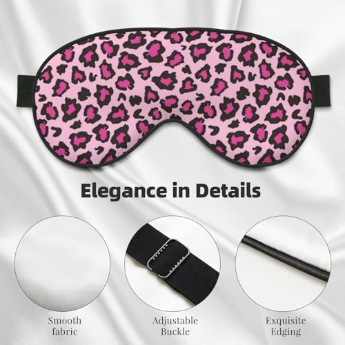 Light Pink Leopard Sleep Mask Eye Mask with Adjustable Strap Eye Sleep Shade Cover Blocks Light for Women Men Airplane Travel Nap - color: Light Pink Leopard
