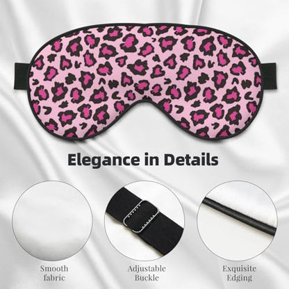 Light Pink Leopard Sleep Mask Eye Mask with Adjustable Strap Eye Sleep Shade Cover Blocks Light for Women Men Airplane Travel Nap - color: Light Pink Leopard