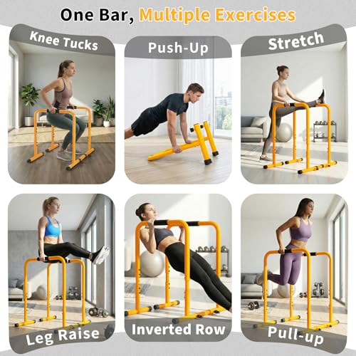 NEWBULIG Dip Bar Station, Adjustable Parallel Parallettes Bar with Soft High-Density Foam Handles, Heavy Duty Dip Stands Workout Equipment for Home, Gym, Patio, Office