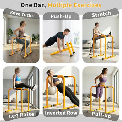 NEWBULIG Dip Bar Station, Adjustable Parallel Parallettes Bar with Soft High-Density Foam Handles, Heavy Duty Dip Stands Workout Equipment for Home, Gym, Patio, Office