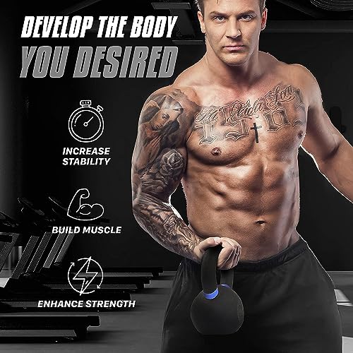 Yes4All Powder Coated Cast Iron Kettlebell, Single Deep Blue, 40 KG / 88 LB - color: Blue, style: A. Single