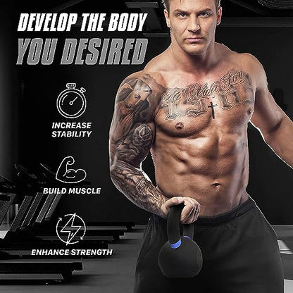 Yes4All Powder Coated Cast Iron Kettlebell, Single Deep Blue, 40 KG / 88 LB - color: Blue, style: A. Single