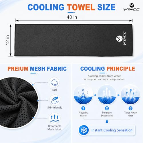 4 Pack Cooling Towels, Instant Cooling Neck Wraps, Ice Towel | 40" x 12" Soft Breathable Microfiber Chilly Towel for Face & Neck, Ideal for Gym, Yoga, Golf, Running, Camping & Hot Weather - color: Dark Blue, Green, Dark Gray, Light Gray