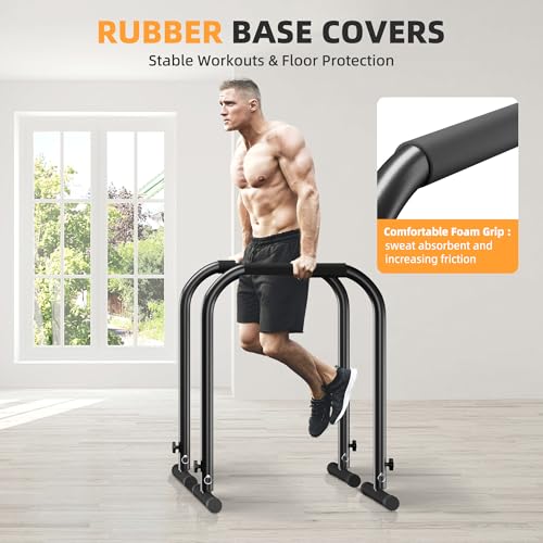Outdoor Basic Adjustable Dip Bar Station - Heavy Duty Parallel Bars, Extra Tall & Thickened Steel Design for Home Gym, Calisthenics & Strength Training