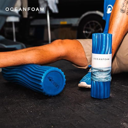 x 4ocean Roller (Royal Blue) – Limited Edition Muscle Roller for Back Pain & Yoga - High Density Foam for Physical Therapy - Textured for Deep Tissue Massage - size: Travel Size (11" x 3.35")