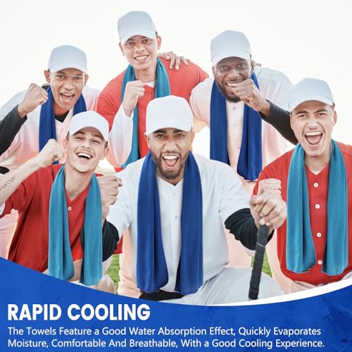 100 Pack Cooling Towels, 40"x12" Cooling Towels for Neck and Face Breathable Soft Chilly Sweat Rag Microfiber Sport Rags for Gym Yoga Golf Running - color: Dark Blue and Light Blue
