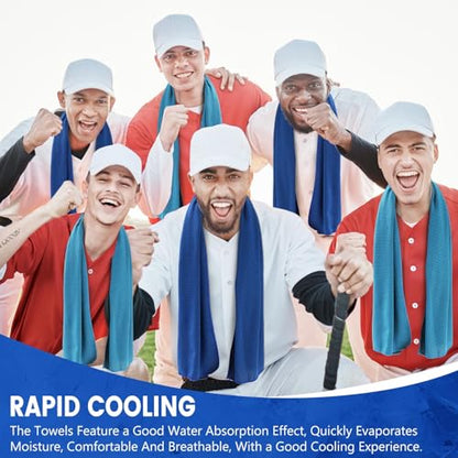100 Pack Cooling Towels, 40"x12" Cooling Towels for Neck and Face Breathable Soft Chilly Sweat Rag Microfiber Sport Rags for Gym Yoga Golf Running - color: Dark Blue and Light Blue