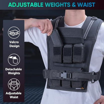Adjustable Weighted Vest Men 20lbs/30lbs/40lbs Weights with Reflective Stripe, Weight Vest Woman Workout Vest for Strength Training Running Walking