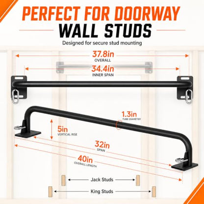 Wall Mounted Pull Up Bar - Heavy Duty Chin Up Bar, Pull-Up Bar for Garage, Joist, Wall Mount - Multifunctional Fitness Bar, Supports up to 600 Lbs - color: Black01