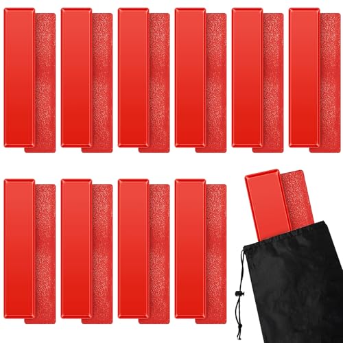 10 Pcs White Court Line Marker Kit Flat Rectangular Gym Floor Spot Boundary Markers Agility Training Accessories for Soccer Basketball Volleyball Badminton Outdoor - color: Red