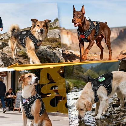 rabbitgoo Tactical Dog Harness for Medium, Heavy Duty Military No Pull Vest - color: Black Reflex, size: Medium