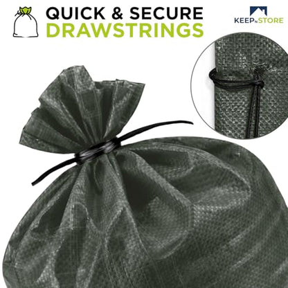 Heavy Duty Sand Bags Pack of 3, Army Green Empty Sandbags with Built-In Ties, Woven Polypropylene UV Protection 1600 Hours, Fillable Sand Bags for Flood Control, Weight, 10x14 inches, 15 Pounds Volume - size: 10"W x 14"L, style: Pack of 3