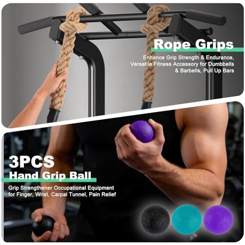 Rope Grips for Pull Ups, Enhance Grip Strength & Endurance, Versatile Fitness Accessory for Dumbbells & Barbells, Pull Up Bars Durable & Comfortable Design