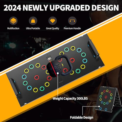 UPREIGN Multi-Functional Push-Up Plate. Portable and Foldable Push-up Board with Handle for Muscle Building and Strength Training - color: Deep Black