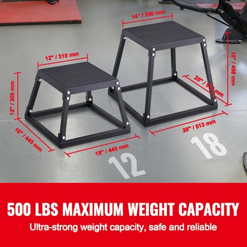Happybuy 12" Plyometric Jump Box, Steel Plyo Box, Anti-Slip Fitness Platform, Jumping Agility Box for Home Gym Training, Conditioning, Strength Training, Black