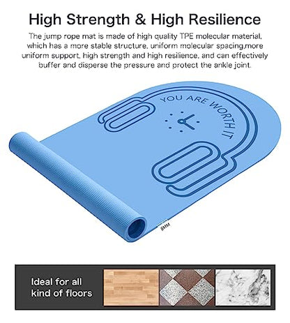8/20/30mm Jump Rope Mat Fitness Exercise Mat Durable, Non-Slip, Workout Mats with Jump Rope & Carrying Bag for Home Gym Flooring (55"x 24")
