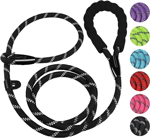Dog Leash, 6 FT Heavy Duty Dog Leashes with Comfortable Padded Handle,Black - color: Black, size: 6 Feet x 1/2 Inch