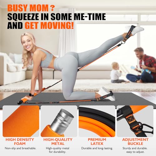 Ankle Resistance Bands with Cuffs & Fabric Resistance Bands Set - Legs & Glutes Workout Equipment for Women & Men, Home Gym Heavy Exercise Bands for Hip, Yoga, Strength Training, Rehab, Pilates