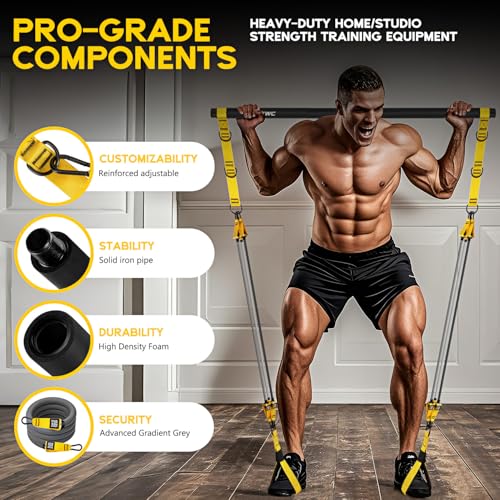 HOXWC Heavy Pilates Equipment, Portable Pilates Bar Kit with Resistance Bands, Professional Adjustable Squat Workout Equipment for Men, Home Gym Muscle Strength Training, Full Body Exercise - style: 330lbs